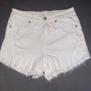 White high waisted ripped jeans shorts